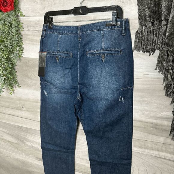 One Teaspoon Blue Indigo Tapered Relaxed Distressed Linen Mr Browns Jeans - Picture 7 of 7